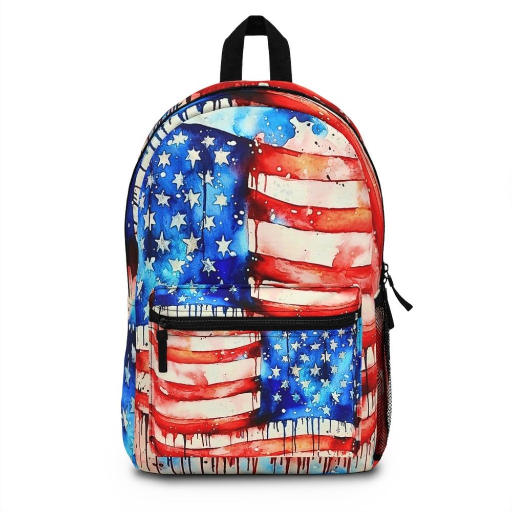 Watercolor American Flag graffiti backpack | Back to school backpacks | unisex